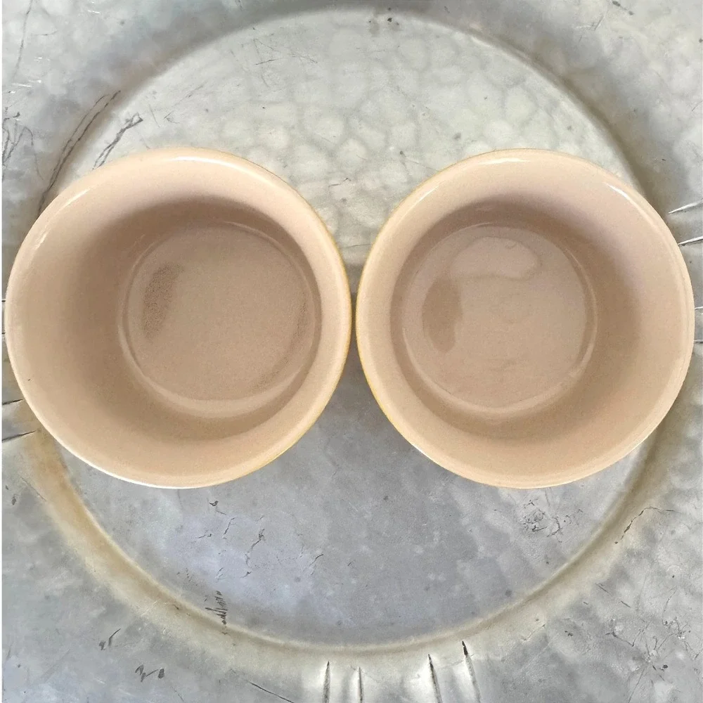 Le Creuset Yellow Stoneware Ramekin Stacking Bowls Set of 2